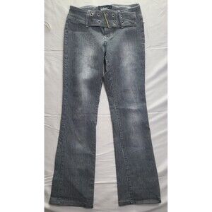 Revolt Women’s Striped Blue/White Wide Belt Jeans Size 5